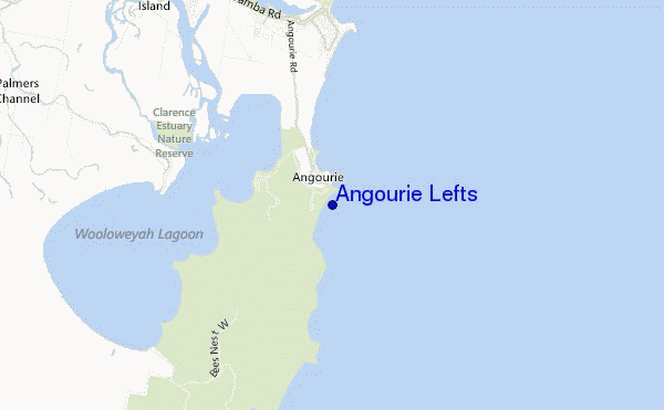 Angourie Lefts location map