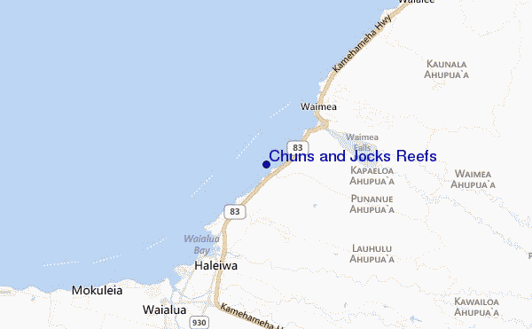 Chuns and Jocks Reefs location map