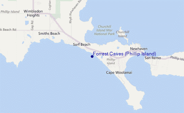 Forrest Caves (Phillip Island) location map