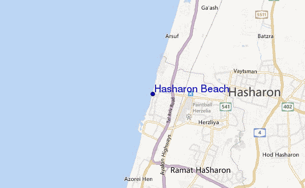 Hasharon Beach location map