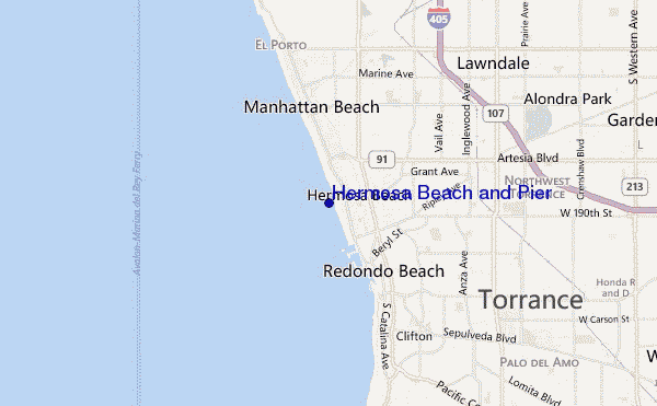 Hermosa Beach and Pier location map