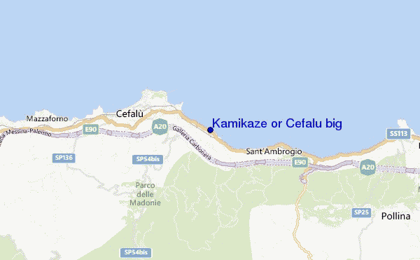 Kamikaze or Cefalù big location map