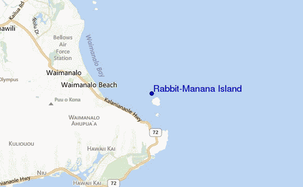 Rabbit/Manana Island location map