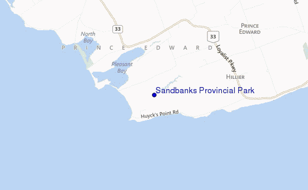 Sandbanks Provincial Park location map