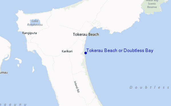 Tokerau Beach or Doubtless Bay location map