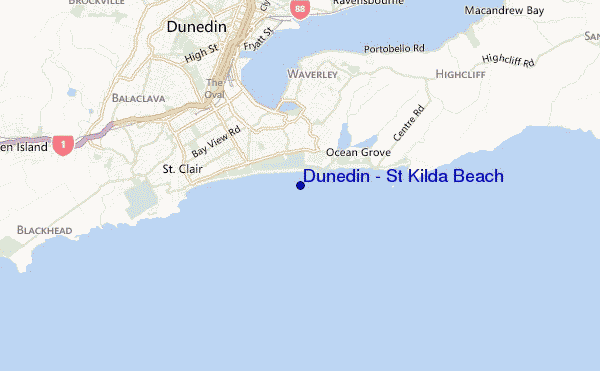 Dunedin - St Kilda Beach location map