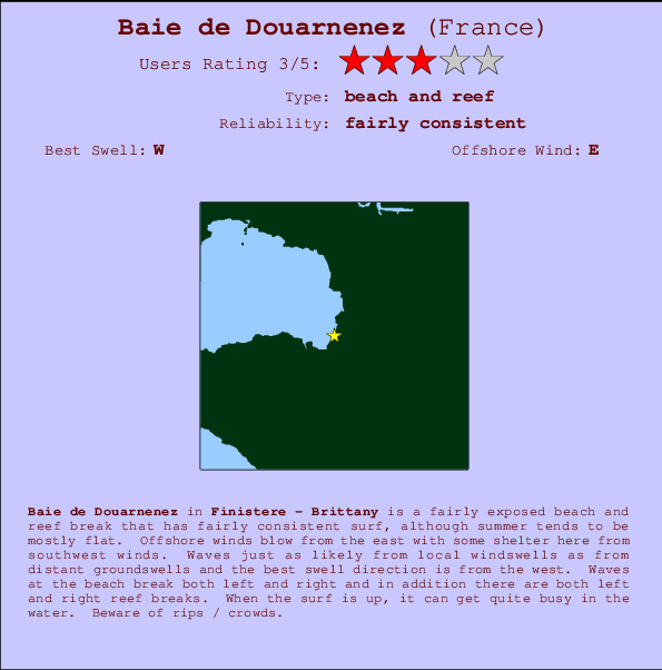 Baie de Douarnenez Locatiekaart en surfstrandinformatie