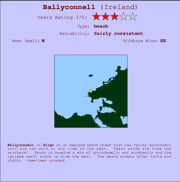 Ballyconnell Locatiekaart en surfstrandinformatie