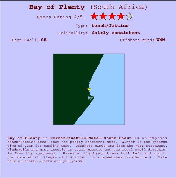 Bay of Plenty Locatiekaart en surfstrandinformatie