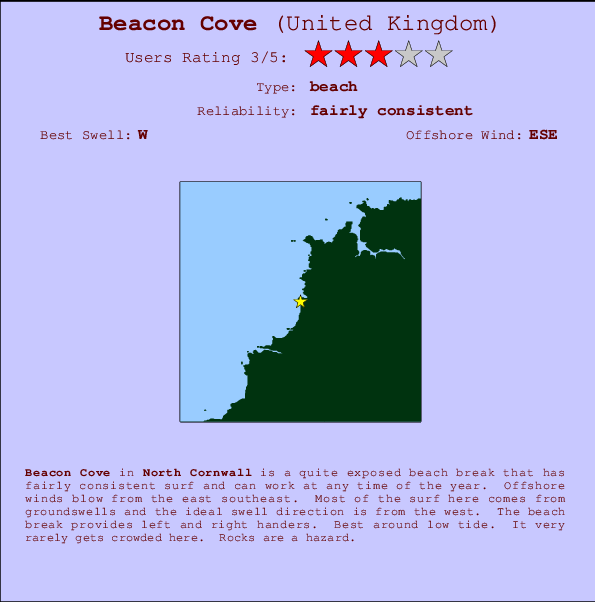 Beacon Cove Locatiekaart en surfstrandinformatie