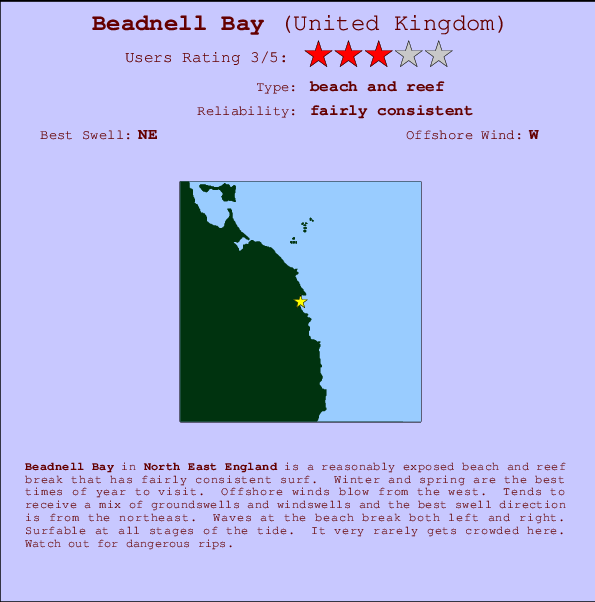 Beadnell Bay Locatiekaart en surfstrandinformatie