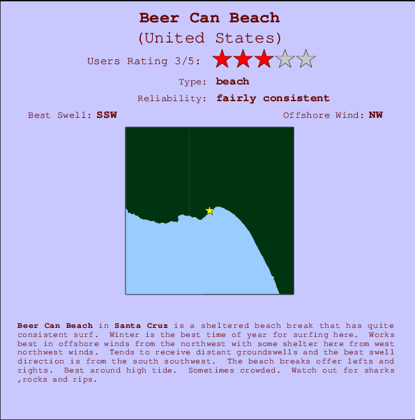 Beer Can Beach Locatiekaart en surfstrandinformatie
