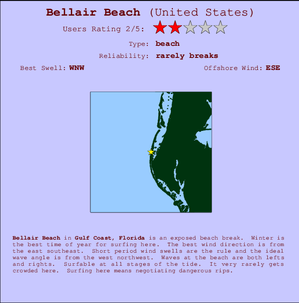 Bellair Beach Locatiekaart en surfstrandinformatie
