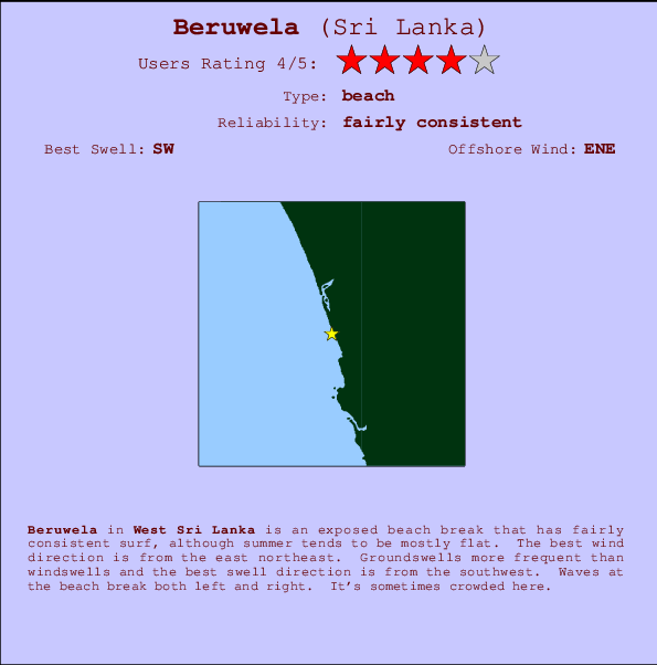 Beruwela Locatiekaart en surfstrandinformatie