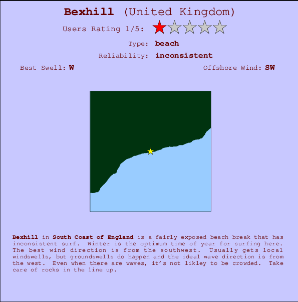 Bexhill Locatiekaart en surfstrandinformatie