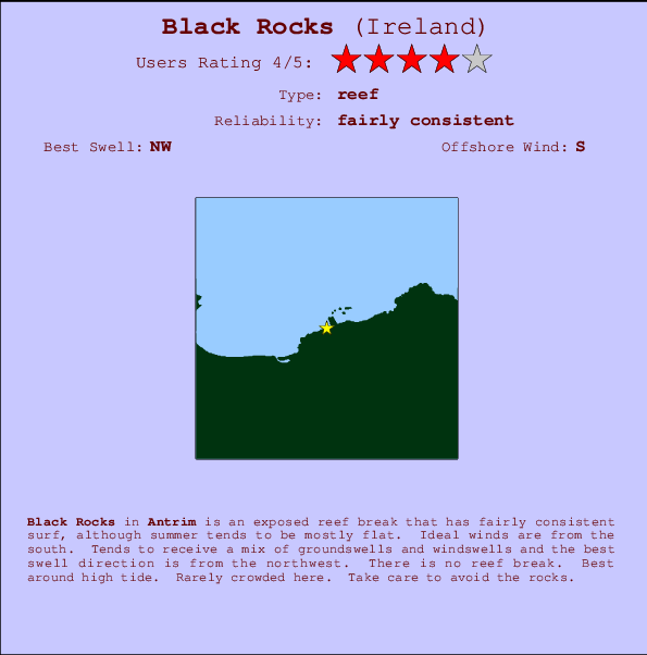 Black Rocks Locatiekaart en surfstrandinformatie