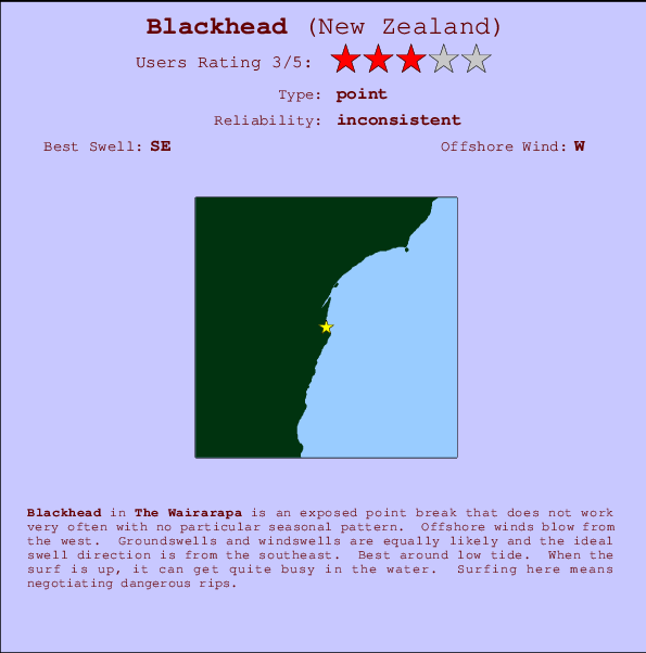 Blackhead Locatiekaart en surfstrandinformatie