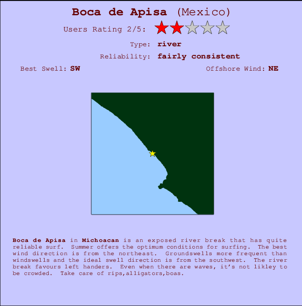 Boca de Apisa Locatiekaart en surfstrandinformatie