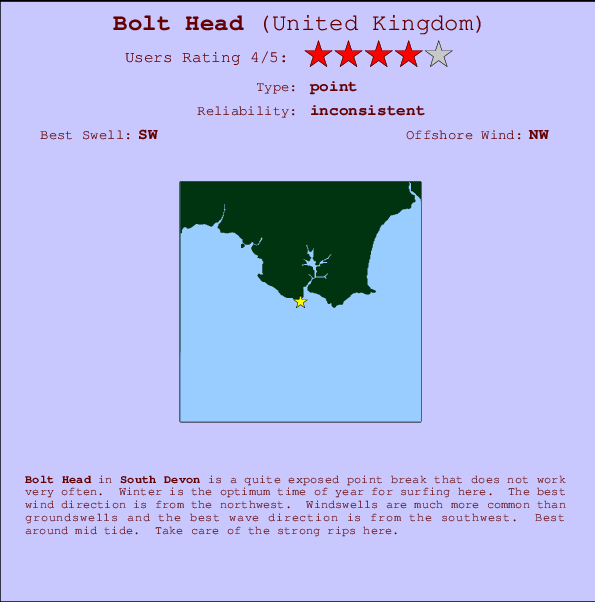 Bolt Head Locatiekaart en surfstrandinformatie