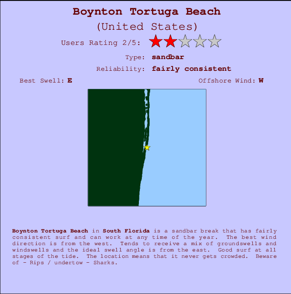 Boynton Tortuga Beach Locatiekaart en surfstrandinformatie
