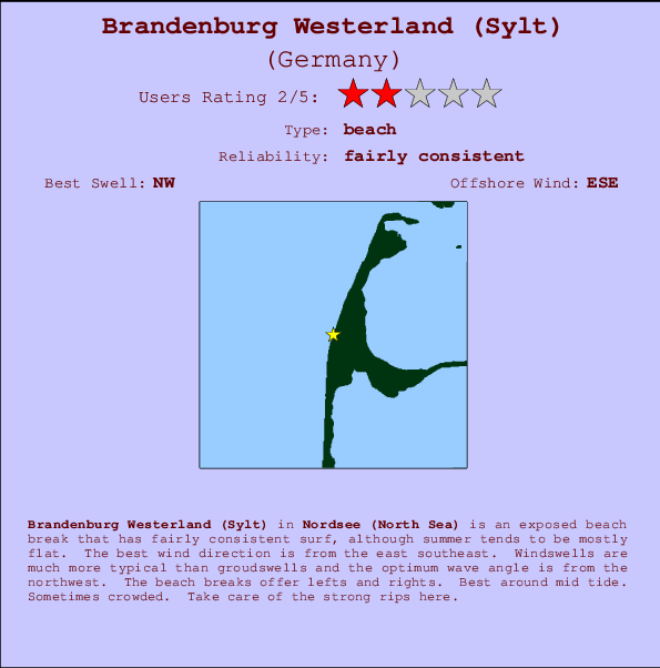 Brandenburg Westerland (Sylt) Locatiekaart en surfstrandinformatie