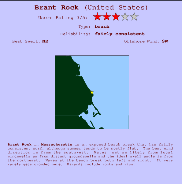 Brant Rock Locatiekaart en surfstrandinformatie