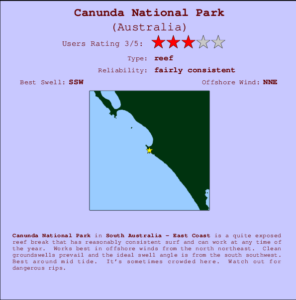 Canunda National Park Locatiekaart en surfstrandinformatie