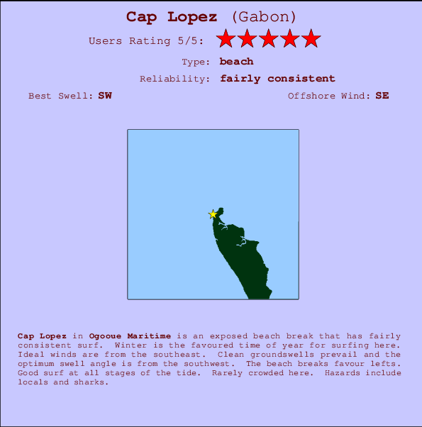Cap Lopez Locatiekaart en surfstrandinformatie