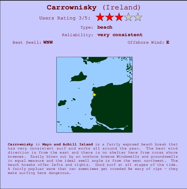 Carrownisky Locatiekaart en surfstrandinformatie