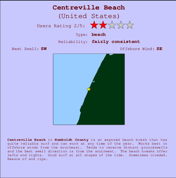Centreville Beach Locatiekaart en surfstrandinformatie