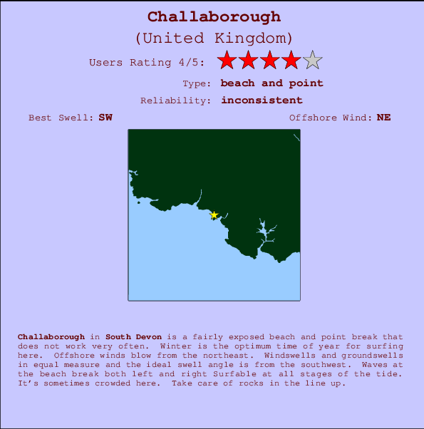 Challaborough Locatiekaart en surfstrandinformatie