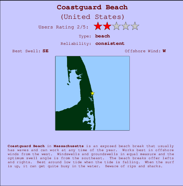 Coastguard Beach Locatiekaart en surfstrandinformatie