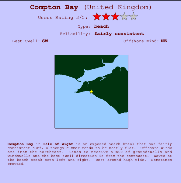 Compton Bay Locatiekaart en surfstrandinformatie