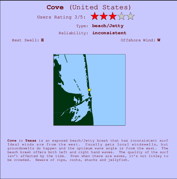 Cove Locatiekaart en surfstrandinformatie