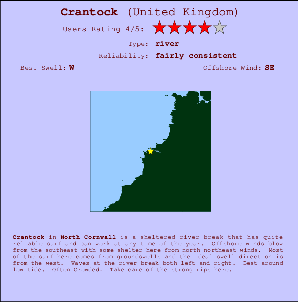 Crantock Locatiekaart en surfstrandinformatie