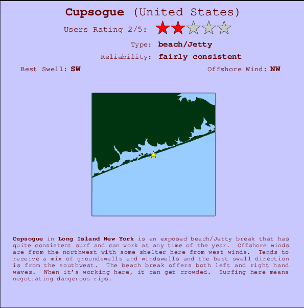 Cupsogue Locatiekaart en surfstrandinformatie