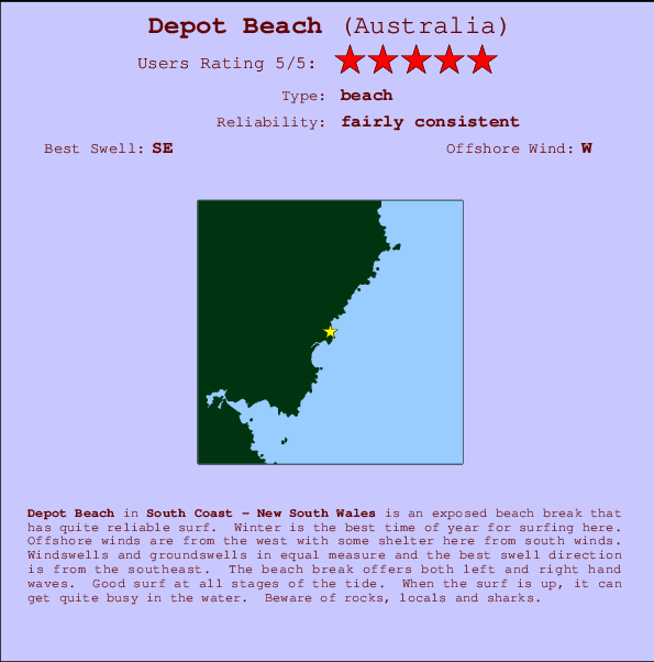 Depot Beach Locatiekaart en surfstrandinformatie