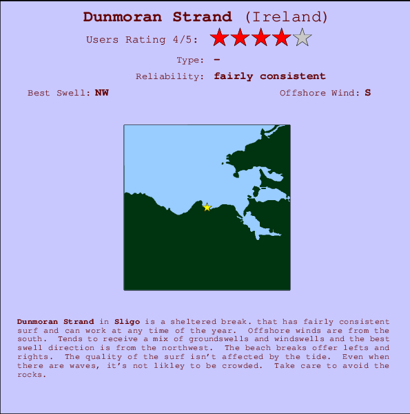 Dunmoran Strand Locatiekaart en surfstrandinformatie