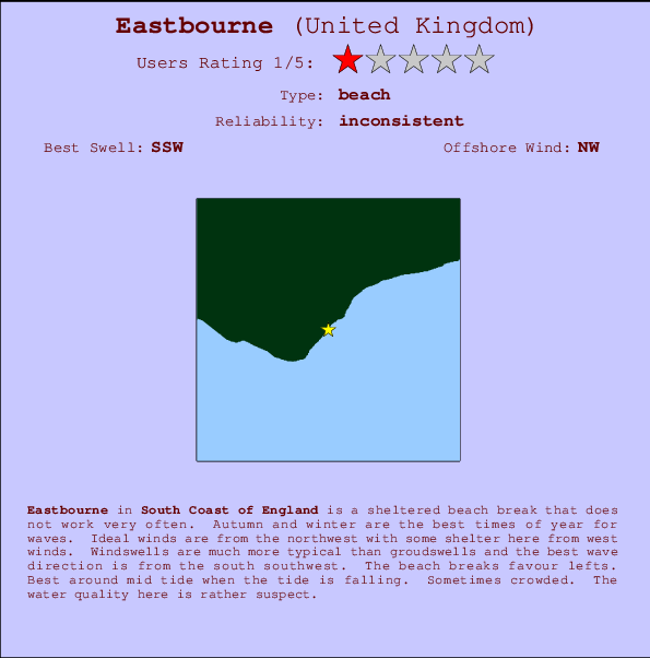 Eastbourne Locatiekaart en surfstrandinformatie