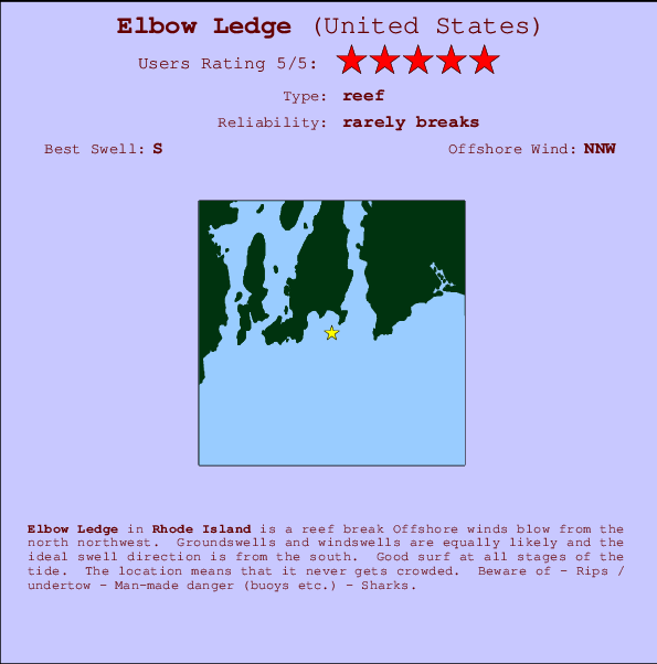 Elbow Ledge Locatiekaart en surfstrandinformatie
