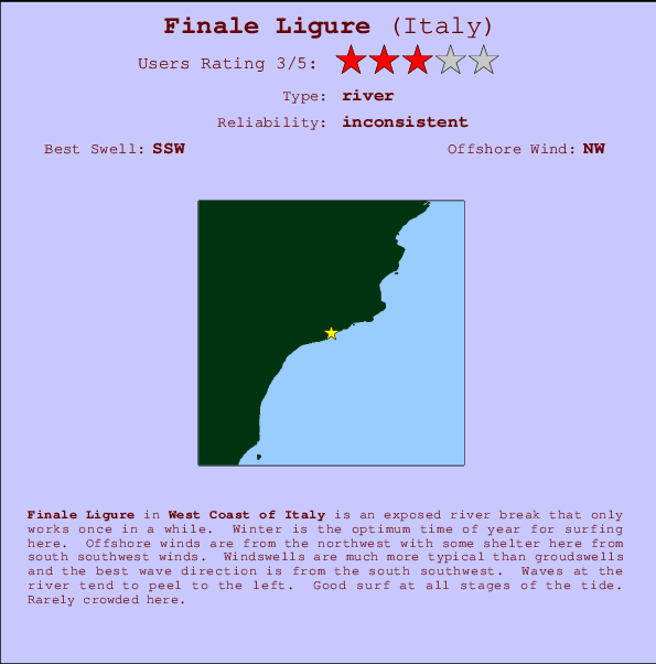Finale Ligure Locatiekaart en surfstrandinformatie