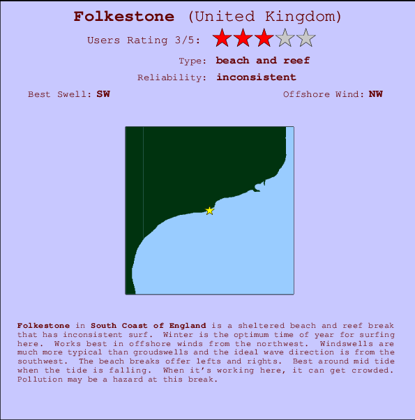 Folkestone Locatiekaart en surfstrandinformatie