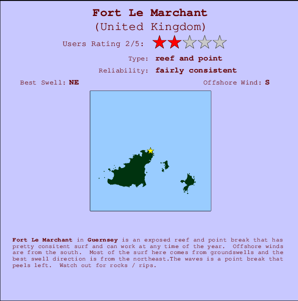 Fort Le Marchant Locatiekaart en surfstrandinformatie