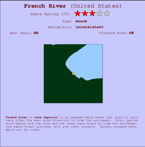 French River Locatiekaart en surfstrandinformatie