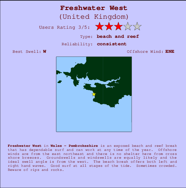 Freshwater West Locatiekaart en surfstrandinformatie