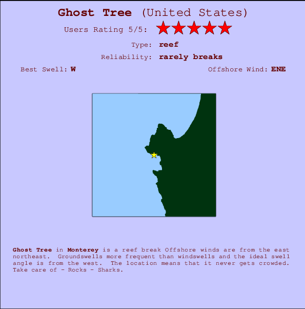 Ghost Tree Locatiekaart en surfstrandinformatie