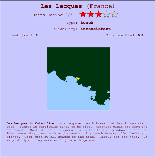 Les Lecques Locatiekaart en surfstrandinformatie