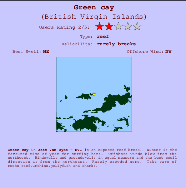 Green cay Locatiekaart en surfstrandinformatie