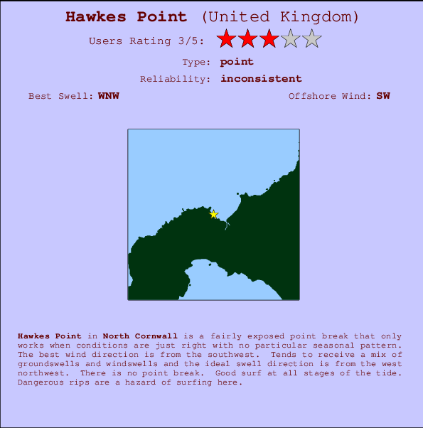 Hawkes Point Locatiekaart en surfstrandinformatie