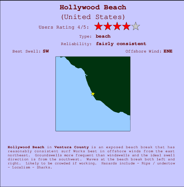 Hollywood Beach Locatiekaart en surfstrandinformatie